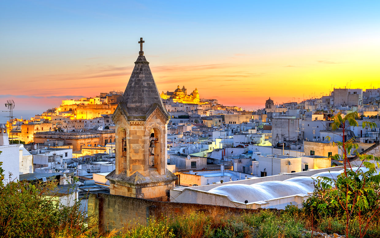 Ostuni, Italy Historic Town Skyline at Dawn