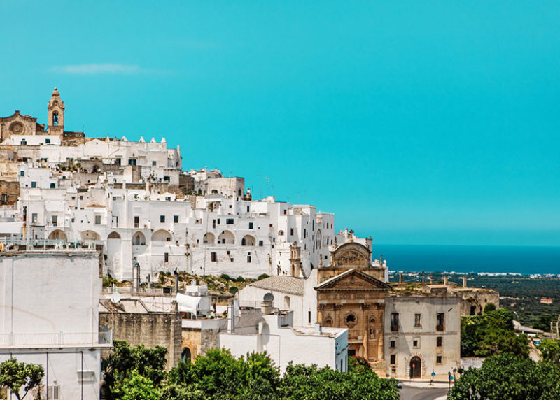 View of Ostuni city and sea