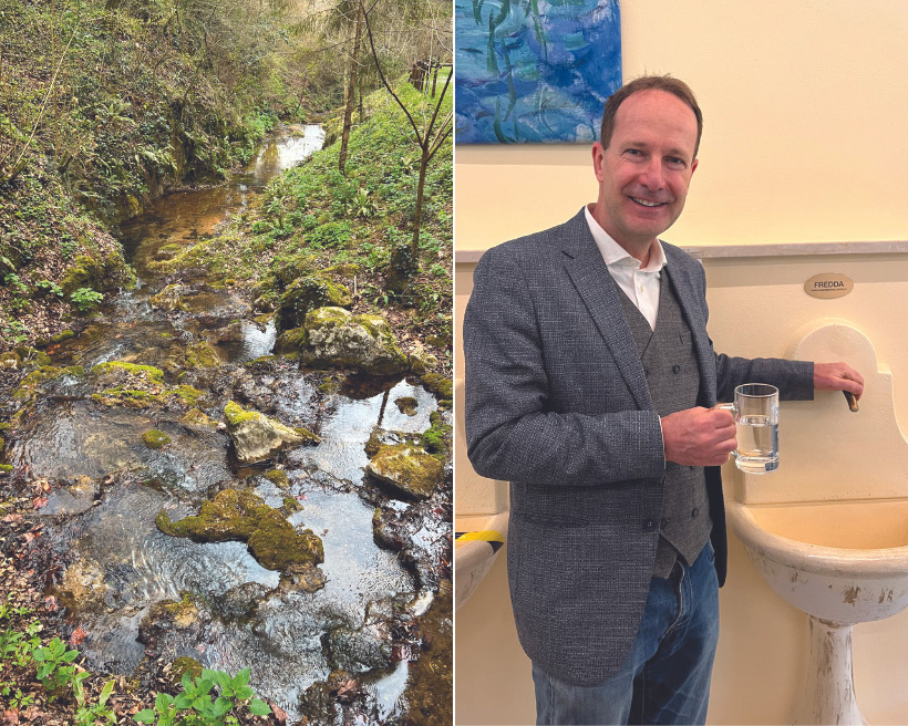 Terme di vallio spring water stream and owner Sergio Beradi