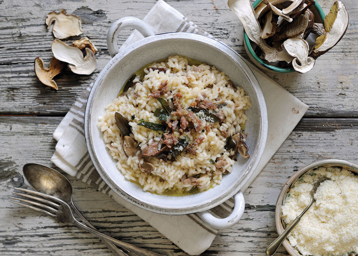 Mushroom, sausage and sage risotto