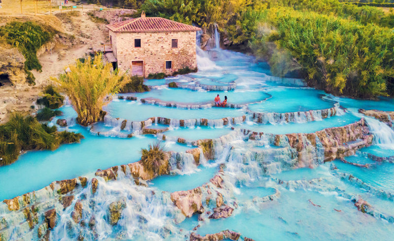 Toscane Italy, natural spa with waterfalls and hot springs