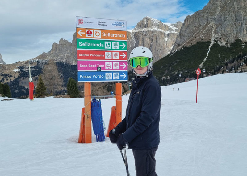 Signs for Sellaronda skiing