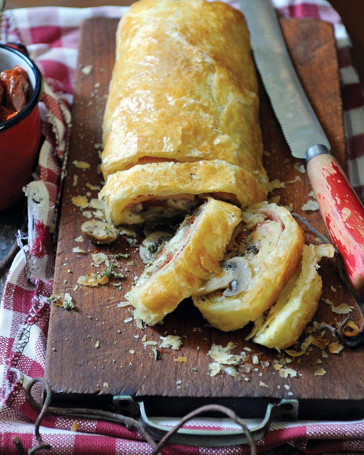 Mushroom, Ham and Cheese Rotolo recipe