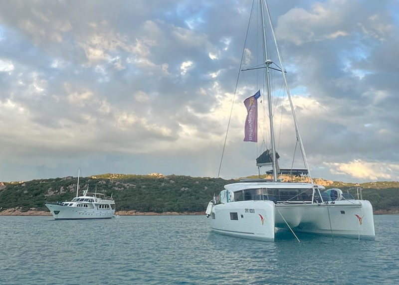 venturesail sailing boat moored at Golfo Pevoro in Sardinia